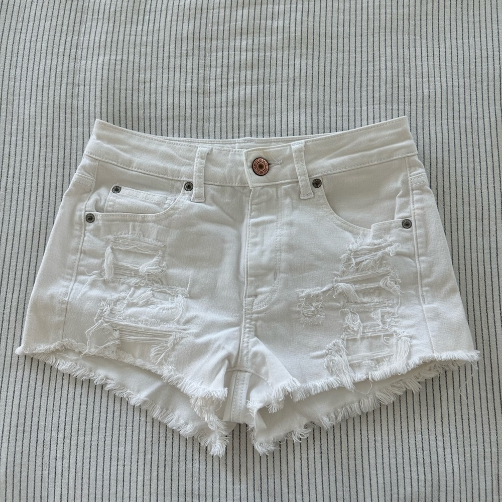 American Eagle Distressed White Jean Shorts
